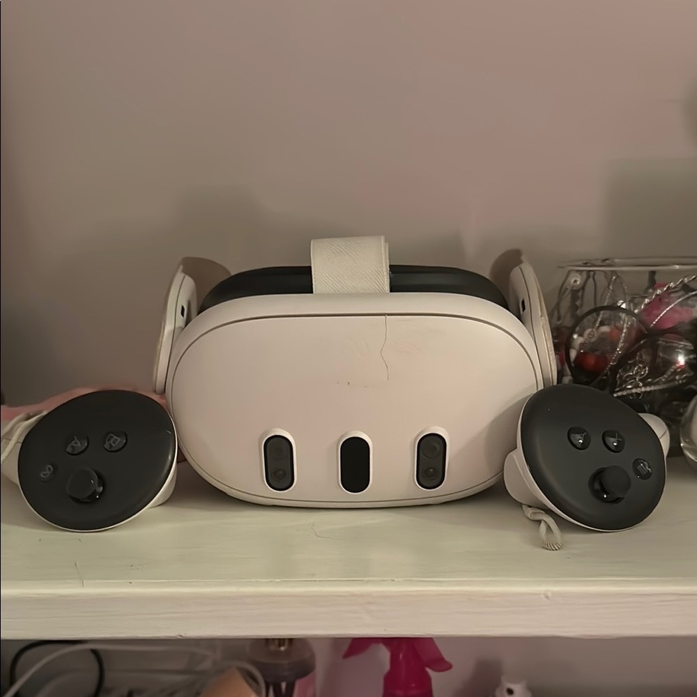 White VR Headset with Controllers